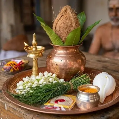 Traditional oil lamp for pooja