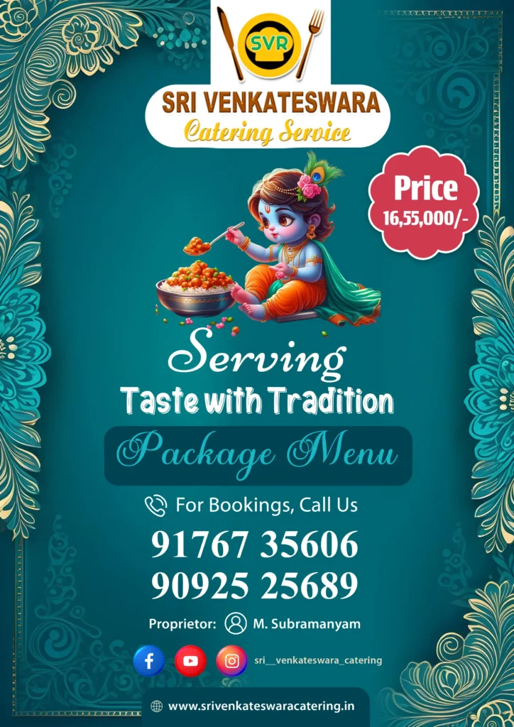 Platinum Package South Indian wedding catering menu by Sri Venkateswara Catering in Chennai.