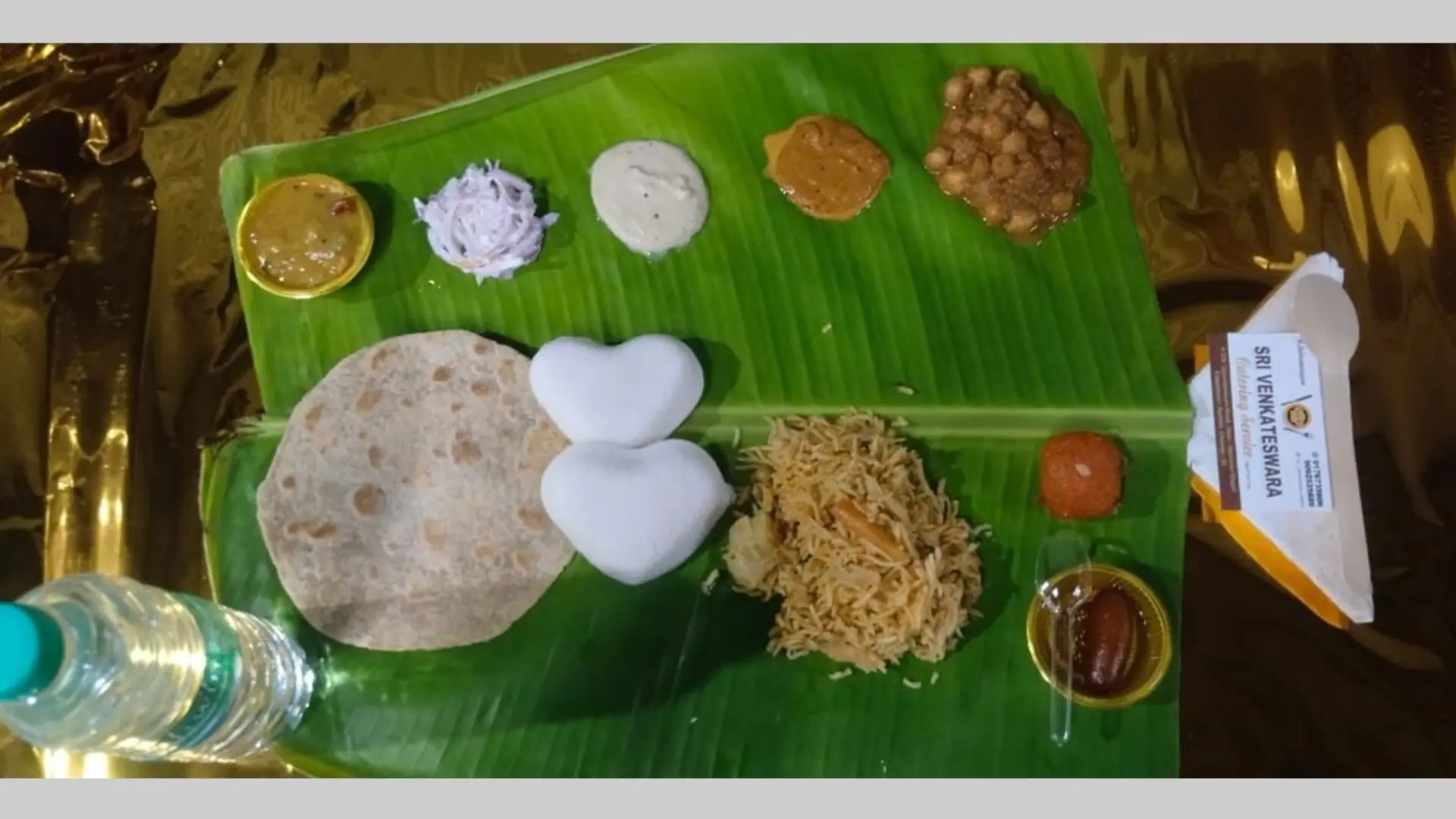 Traditional South Indian banana leaf meal — Sri Venkateswara catering services in Chennai