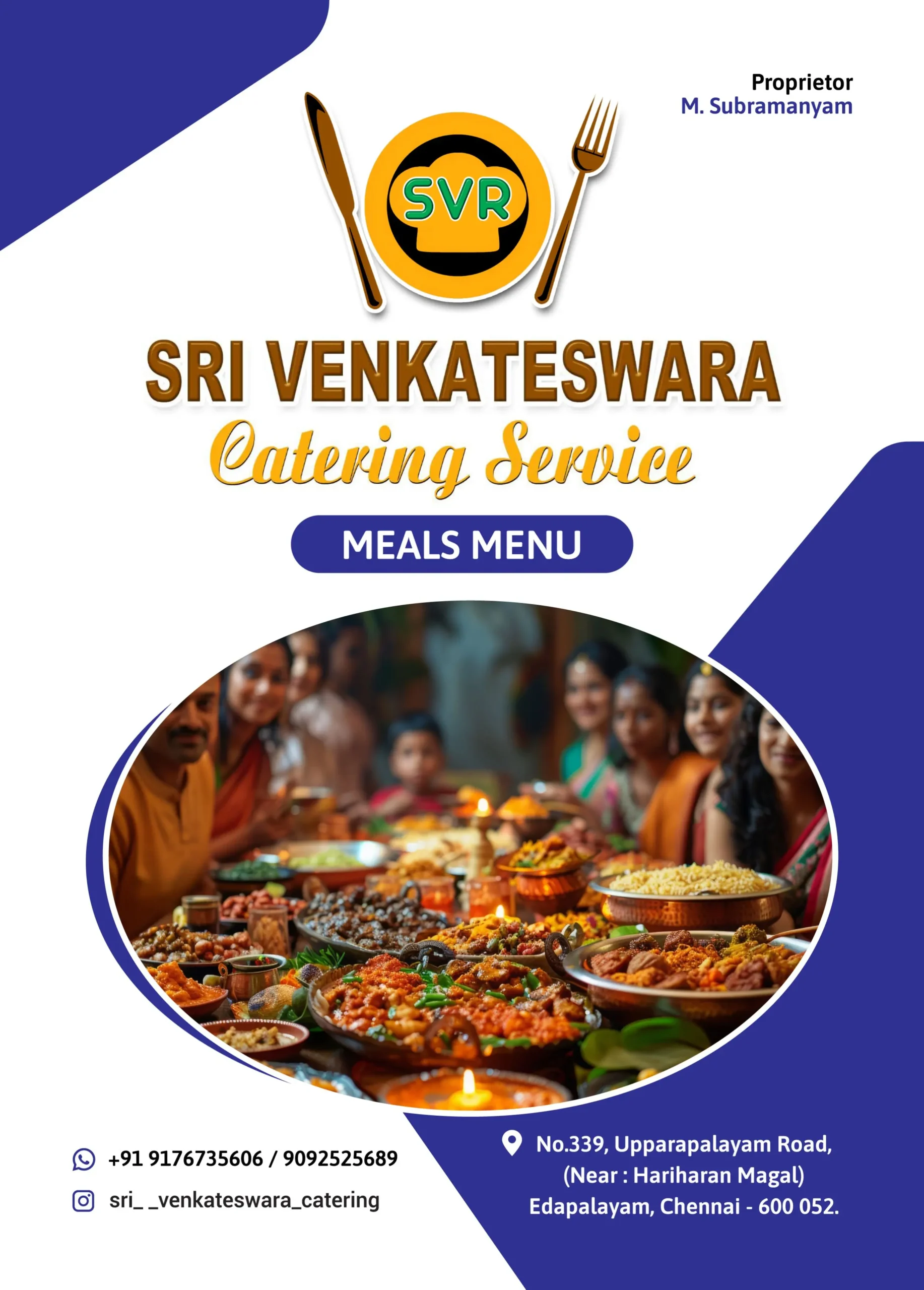 Sri Venkateswara Catering Service vegetarian meals menu for weddings, family functions and corporate events in Chennai.