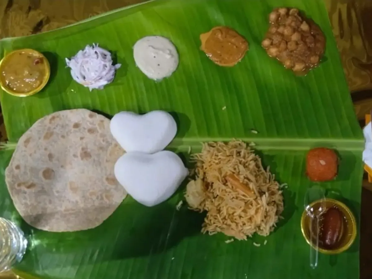 South Indian banana leaf meal catered by Sri Venkateswara Catering Service